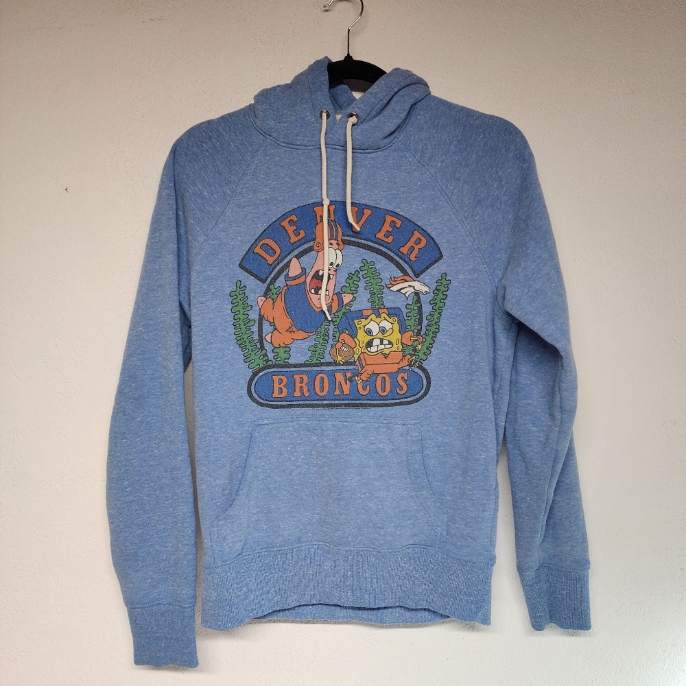 Homage SpongeBob and Patrick X Denver Broncos‎ Hoodie Blue Sz XS